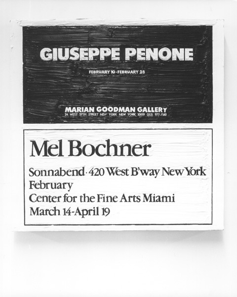 Penone-Bochner (Artforum 1986), 1986. <em>fotograaf: © Pieter Boersma, Amsterdam</em> © De Appel, Amsterdam & de kunstenaar(s)/the artist(s)