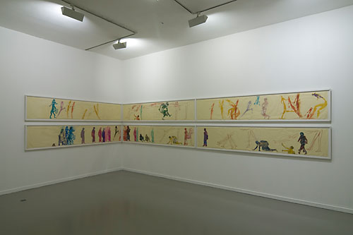 Nancy Spero "Sky Goddess", 1985, handmatige druk en collage op papier, Collectie Barbara Gross Galerie M&uuml;nchen. <em>fotograaf: Cassander Eeftinck Schattenkerk</em>