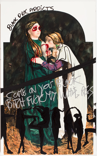 Bjarne Melgaard/Rod Bianco, Untitled, 2010, olie and krink markers op doek, 123.8 cm x 198.1 cm x 4.4 cm. <em>fotograaf: Jason Mandella</em>