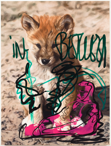 Bjarne Melgaard/Rod Bianco, Untitled, 2010, olie, krink markers en spuitbusverf op doek, 83.8 cm, 111.8 cm x 4.4 cm . <em>fotograaf: Jason Mandella</em>