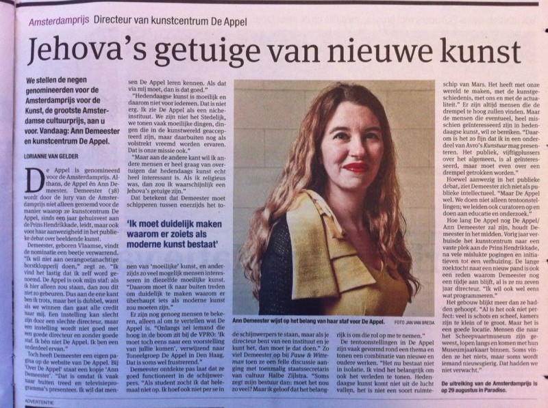 Interview Parool 14 augustus