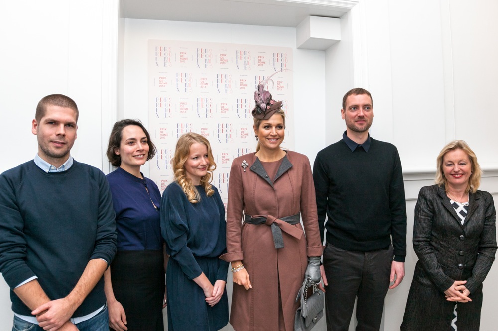 Remco Torenbosch, Falke Pisano, Ola vasiljeva, Koningin Maxima, Christian Friedrich en Jet Bussemakers. <em>fotograaf: Shinto Otani</em>
