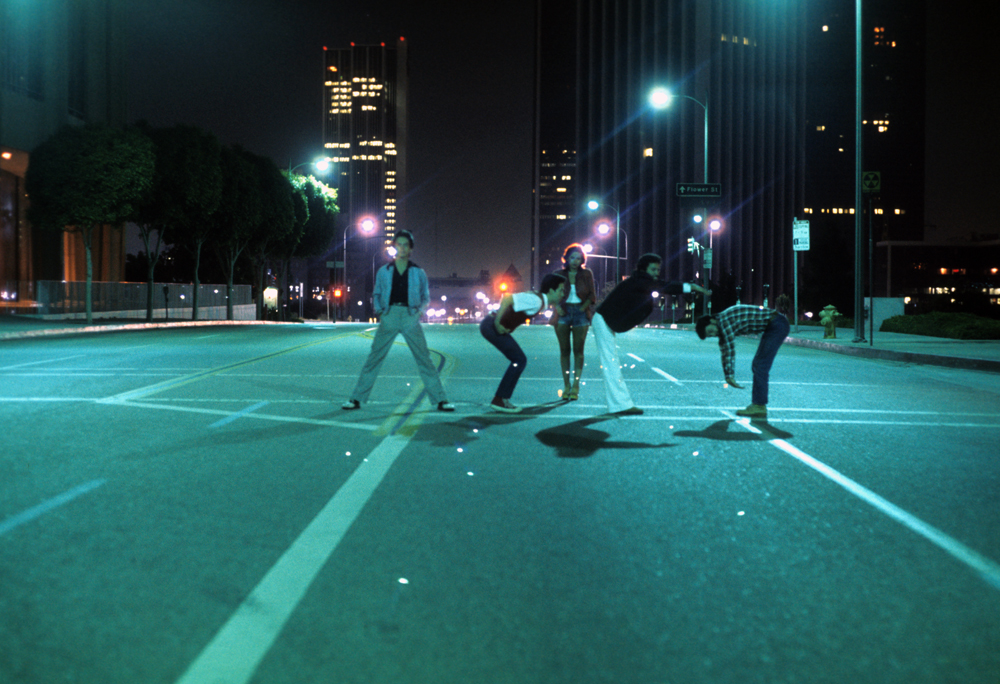 Asco, 1975, Colour photograph by Harry Gamboa Jr., Pictured: Willie F. Herrón III, Humberto Sandoval, Patssi Valdez, Gronk, Harry Gamboa Jr., Courtesy Harry Gamboa Jr.