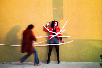 Instant Mural, 1974, printed 2011, Colour photograph by Harry Gamboa Jr., Pictured: Gronk, Patssi Valdez, Courtesy Harry Gamboa Jr.