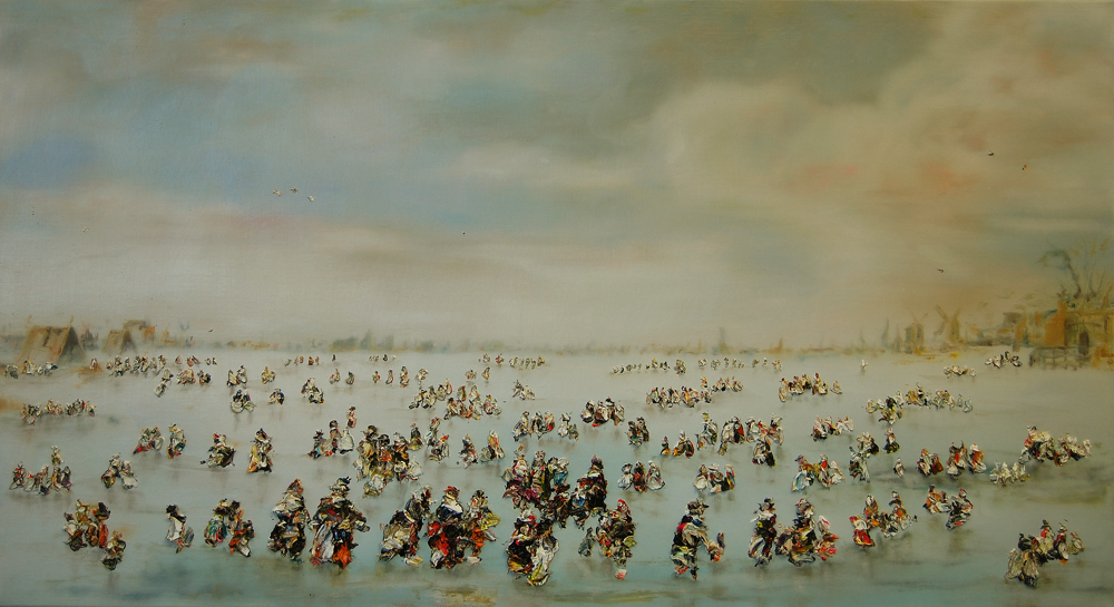 Hidenori Mitsue. ‘A Scene on the Ice', 2013, oil on linen, 60 x 110 cm.