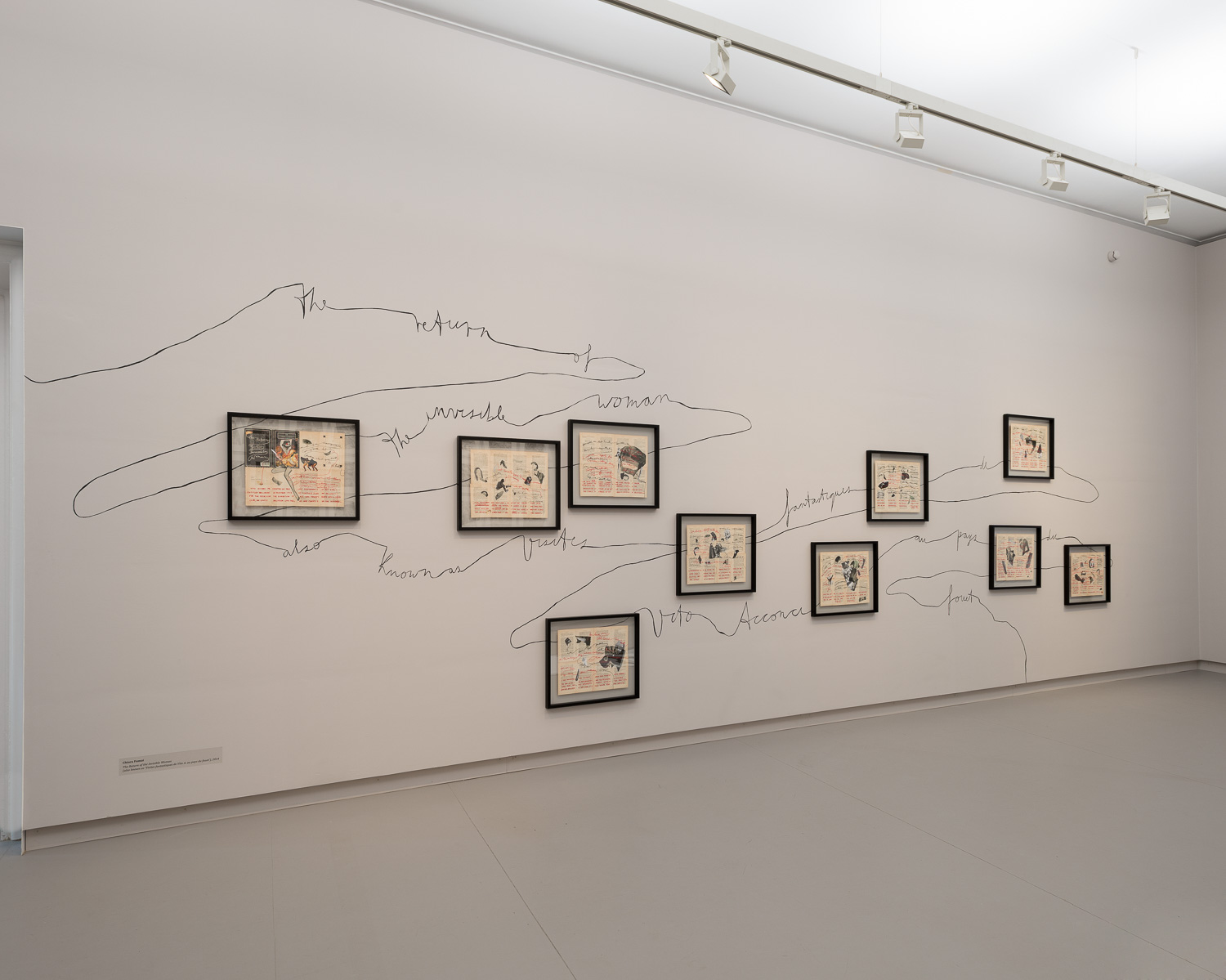 Chiara Fumai, ‘The Return of the Invisible Woman (also known as ‘Visites fantastiques de Vito A. au pays du fouet')', 2014, collage and embroidery on Sacher-Masoch's 'Venus in Furs', wall painting, courtesy of the artist and A Palazzo. <em>fotograaf: Cassander Eeftinck Schattenkerk</em>