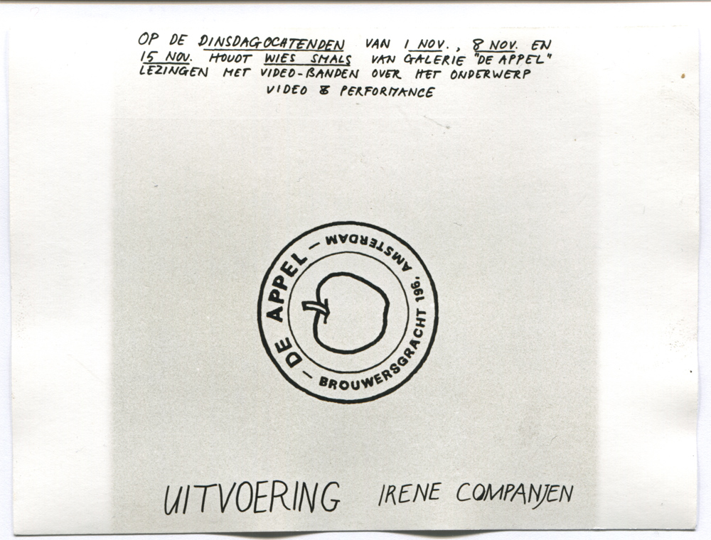 WIES SMALLS NOTE FOR IRENE COMPANJEN, performance & video at Brouwersgracht 196 &copy; De Appel, Amsterdam & de kunstenaar(s)/the artist(s)
