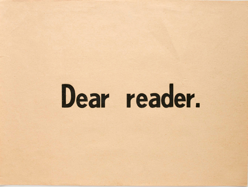 Dear Reader, 1975. Priv&eacute; collectie, Parijs
